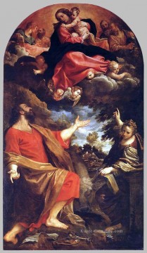  ein - Die Jungfrau erscheint zu St Luke und Catherine Barock Annibale Carracci
